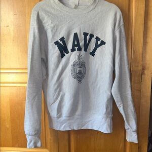 Champion Gray Crewneck Sweater with Navy Print